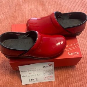 Sanita Red Patent Leather Clogs